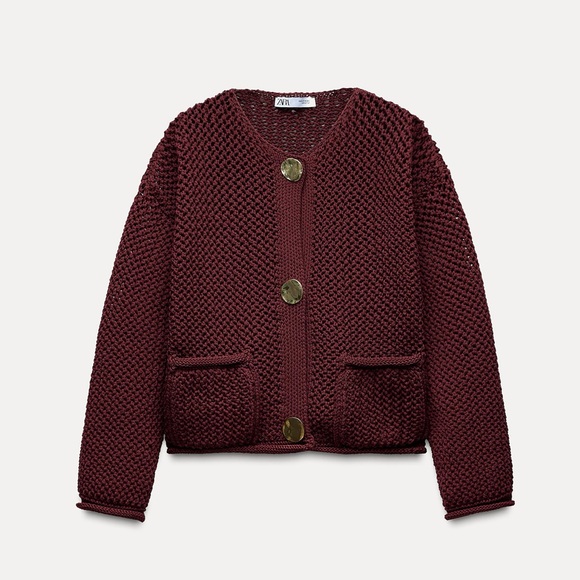 Zara CHUNKY KNIT CARDIGAN - Picture 4 of 10